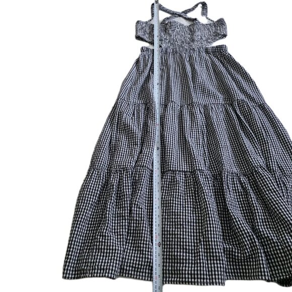 American Eagle Dress Womens XL Black White Gingham Tiered Smocked Cutout Cottage - Picture 5 of 14